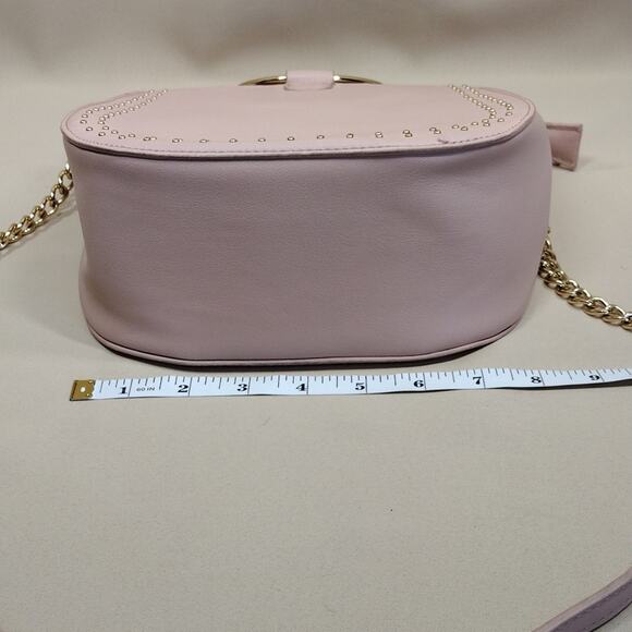 Elegant Studded Gold Light Baby Pink Chain Boho Chick Sheek Crossbody Bag Purse - Picture 10 of 16